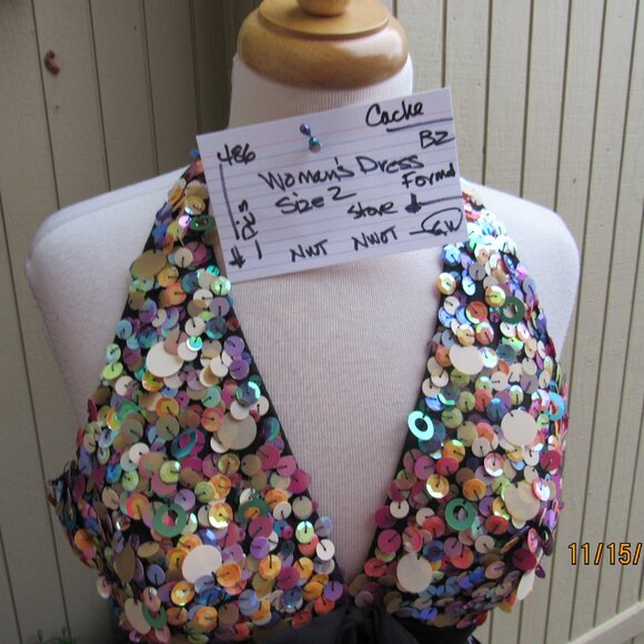 #486 NEW WOMEN'S SPARKLE PARTY DRESS BY CACHE (SIZE 2) - Picture 2 of 5